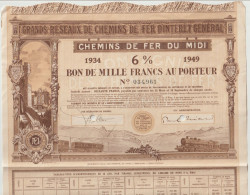 Chemins De Fer Du Midi 1934 Décoré  Carcassonne Locomotive - Chemin De Fer & Tramway