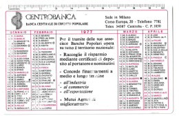 Calendarietto - Centrobanca - Banca Centrale Di Credito Popolare - Milano - Anno 1977 - Petit Format : 1971-80