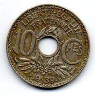 FRANCE, 10 Centimes, Nickel-Bronze, Year 1939, KM # 889.1 - 10 Centimes