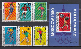 Bulgaria 1980 - Olympic Games, Moscow: Ball Sport, Mi-Nr. 2877/82+Bl. 101, Used(O) - Oblitérés