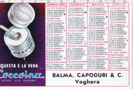 Calendarietto - Coccoiana - Balma Capoduri E C. Voghera - Anno 1973 - Small : 1971-80