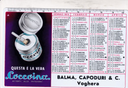Calendarietto - Coccoiana - Balma Capoduri E C. Voghera - Anno 1974 - Petit Format : 1971-80