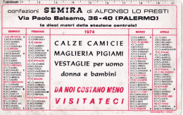 Calendarietto - Confezioni Semira Di Alfonso Lo Presi - Calze - Camici - Anno 1974 - Small : 1971-80