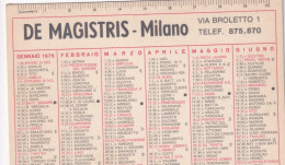 Calendarietto - De Magistris - Milano - Anno 1975 - Tamaño Pequeño : 1971-80