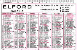 Calendarietto - Elford - Catania - Anno 1972 - Petit Format : 1971-80