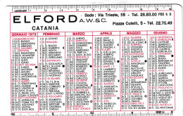 Calendarietto - Elford - Catania - Anno 1975 - Petit Format : 1971-80