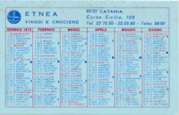 Calendarietto - Etna Viaggi E Crociere - Catania - Anno 1975 - Tamaño Pequeño : 1971-80