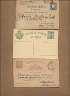 PORTUGAL - LOT DE 3 ENTIERS POSTAUX 1887 -1900 + 1 LOT DE  LETTRES AFFRANCHISSEMENTS COMPOSES -1950 A 1957 - Postal Stationery