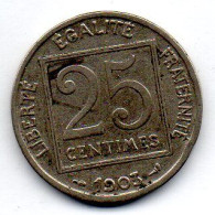 FRANCE, 25 Centimes, Nickel, Year 1903, KM # 855 - 25 Centimes