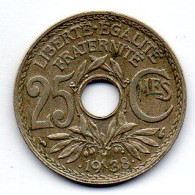 FRANCE, 25 Centimes, Nickel-Bronze, Year 1938, KM # 867b - 25 Centimes