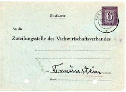 62161 - Deutsches Reich - 6Pfg Ziffer PGAKte "Fleischbeschau" (u Gelocht) FREILASSING -> Traunstein - Private Postal Stationery