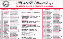 Calendarietto - Fratelli Buzzi S.p.a. - Fabbrica Calce E Cementi Di Casale - Anno 1972 - Petit Format : 1971-80