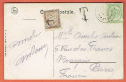 J - Relais - Sterstempel Han-sur-Lesse Vers Paris 1907 Sur CP Taxée Timbre Français - Sternenstempel