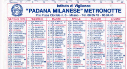 Calendarietto - I.v.r.i - Istituto Di Vigilanza - Padana Milanese - Metronotte - Milano - Anno 1973 - Petit Format : 1971-80