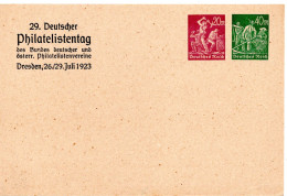 62167 - Deutsches Reich - 1923 - 20M Arbeiter & 40M Schnitter PGAKte "29. Deutscher Philatelistentag", Ungebraucht - Cartes Postales