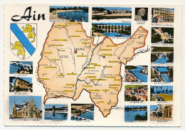 CPM - AIN - Carte Du Département De L'Ain + Petites Vues - Non Classés