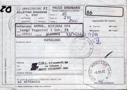 Italia (1992) - Bollettino Pacchi Da Monsano (AN) Per  Cisano Sul Neva (SV) - (catalogo) - Postal Parcels