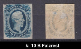 USA Confederate States 10 B Falzrest #E681k - 1861-65 Stati Confederati