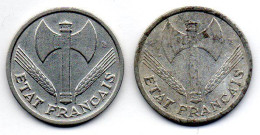 FRANCE, Set Of Two Coins 1 Franc, Aluminum, Year 1943, 1944-C, KM # 902.1, 902.3 - 1 Franc