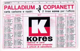 Calendarietto - Kores - Palladium - Copianett - Anno 1977 - Petit Format : 1971-80