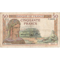 France, 50 Francs, Cérès, 1940, P.13084, TB+, Fayette:18.42, KM:85b - 50 F 1934-1940 ''Cérès''