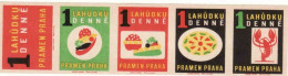 Czechoslovakia - Czechia 5 Matchbox Labels, Pramen - The Prague Lahôdok Store - Boites D'allumettes - Etiquettes