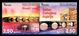 Bosnia And Herzegovina 2018 Europa CEPT Bridges Bruecken Ponts Architecture Fauna Swan, Set In Pair MNH - 2018