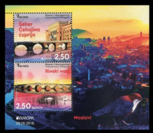 Bosnia And Herzegovina 2018 Europa CEPT Bridges Bruecken Ponts Architecture Fauna Birds Swan, Block, Souvenir Sheet MNH - 2018