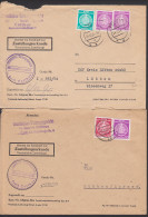 Cottbus Zustellungsurkunden-Briefe Vom Vertragsgericht, Aktenlochung Mit Dienstmarken 1954, 1955 - Storia Postale