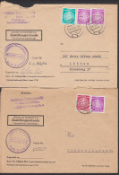Cottbus Zustellungsurkunden-Briefe Vom Vertragsgericht, Aktenlochung Mit Dienstmarken 1954, 1955 - Covers & Documents