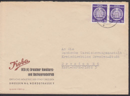 Dresden 16 Pfg. (2) Ortsdoppelbrief Der 1. Dienstpost-Portoperiode 22.9.54, Koba Konditorei- U. Backwaren - Covers & Documents