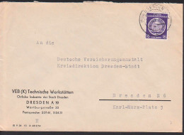 Dresden 16 Pfg.  Ortsbrief Der 1. Dienstpost-Portoperiode,  Technische Werkstätten - Storia Postale