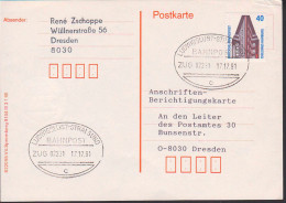Ludwigslust - Stralsund Bahnpost-St. Zug 02231 Auf "Anschriftenberichtigungskarte" 17.12.91 - Macchine Per Obliterare (EMA)