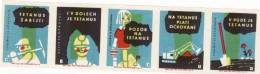 Czechoslovakia - Czechia 5 Matchbox Labels, Protection Against Tetanus - Vaccination - Boites D'allumettes - Etiquettes