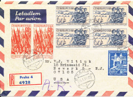 Czechoslovakia Registered Air Mail Cover Sent To USA Praha 26-1-1964 With More Topic Stamps - Poste Aérienne