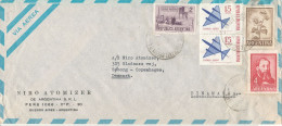 Argentina Air Mail Cover Sent To Denmark Topic Stamps - Poste Aérienne