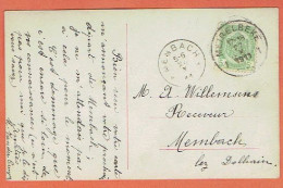 J - Relais - Sterstempel Membach Lez Dolhain- Obl Meirelbeke Vers Memback 1911 - CP Fantaisie - Cachets à étoiles