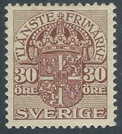 1911-19 SVEZIA FRANCOBOLLI DI SERVIZIO 30 ORE MH * - RB8-3 - Dienstzegels