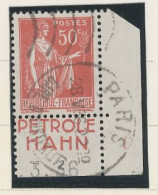 BANDE PUB -N°283  PAIX TYPE IV -50c ROUGE -Obl - PUB -PÉTROLE HAHN- (MAURY 234) - Usados