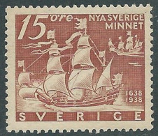 1938 SVEZIA COLONIA NUOVA SVEZIA NORD AMERICA 15 ORE D. 4 LATI MNH ** - RB1-4 - Unused Stamps