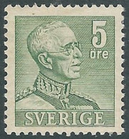 1939-42 SVEZIA RE GUSTAVO V 5 ORE D. 4 LATI MH * - RB8-8 - Unused Stamps