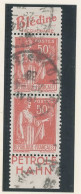 BANDE PUB -N°283  PAIX TYPE IV -50c ROUGE  PAIRE VERTICALE-Obl - PUB -BLEDINE /PETROLE HAHN- (MAURY 231 C ) - Gebraucht