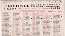 Calendarietto - L'aretusea - Grande Cartoleria Scolastica E Commerciale - Siracusa - Anno 1972 - Petit Format : 1971-80