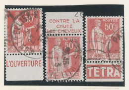 BANDE PUB -N°283  PAIX TYPE III -50c ROUGE -Obl - PUB -CCP - HAHN - TETRA - - Usados