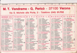 Calendarietto - M.t. Verderame - G.pericò - Verona - Nno 1974 - Small : 1971-80