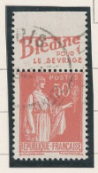 BANDE PUB -N°283  PAIX TYPE II-50c ROUGE -Obl - PUB -BLEDINE -(Maury 203) - - Gebraucht