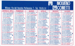 Calendarietto - Molveno Cometti - Milano - Anno 1974 - Petit Format : 1971-80