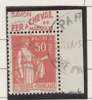 BANDE PUB -N°283  PAIX TYPE II-  50c ROUGE -Obl - PUB -FER A CHEVAL  -(Maury 209) - - Usados