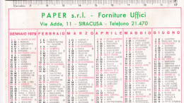 Calendarietto - Paper - Fornitura Uffici - Siracusa - Anno 1979 - Petit Format : 1971-80