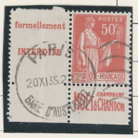 BANDE PUB -N°283  PAIX TYPE II-  50c ROUGE -Obl - PUB -MOET -(Maury 215) - - Usados